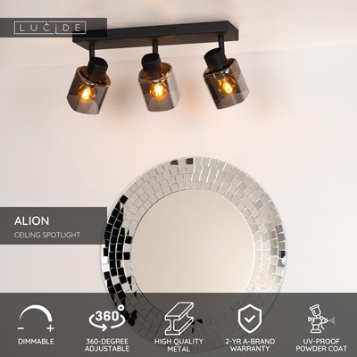 Lucide ALION - Ceiling spotlight - 3xE14 - Black